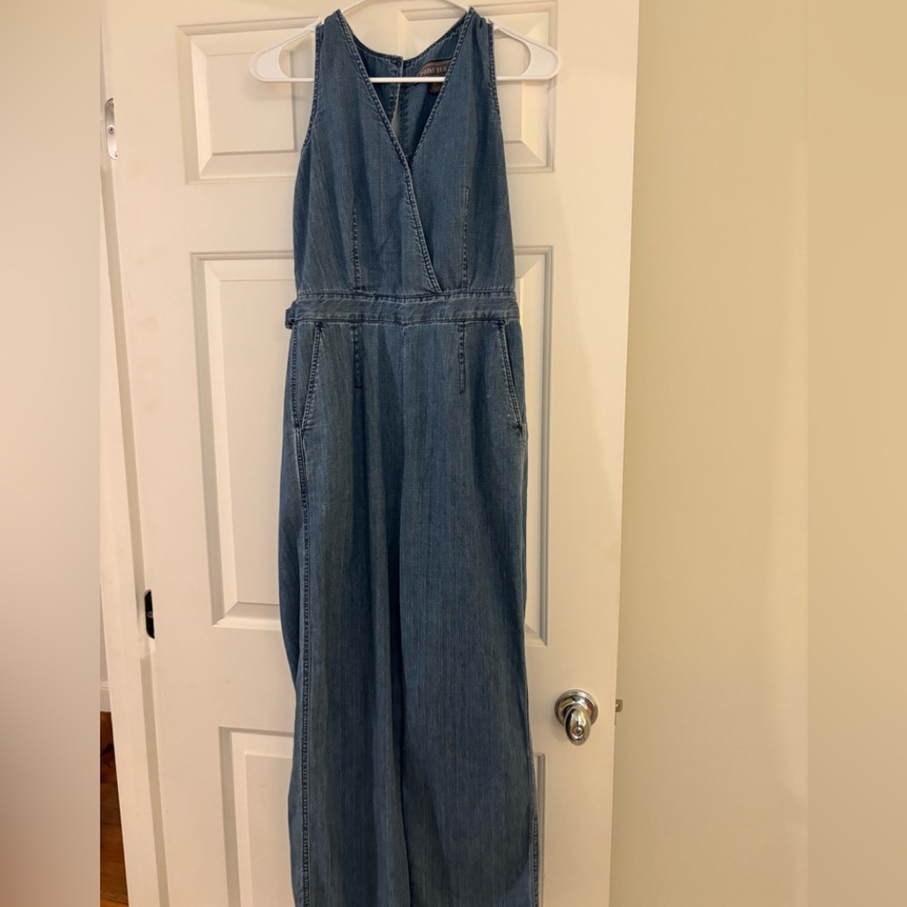 Ponte Sur Denim Sleeveless Jumpsuit j crew 0